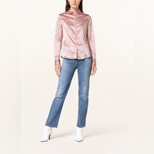Robert Friedman “Agatha” Pink Silk Button-Up Blouse (S)